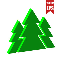 Fir forest icon.Isometric and 3D view.