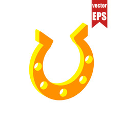 Horseshoe icon.Isometric and 3D view.