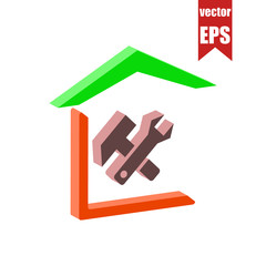 Repair of houses,home master icon.Isometric and 3D view.