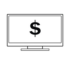 Computer monitor and dollar outline icon