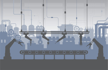 Silhouette factory interior