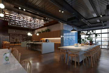 restaurant, interior visualization, 3D illustration