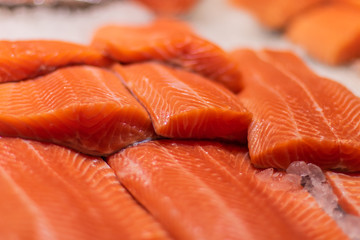 Salmon from Norway at Bergen market, Norway.