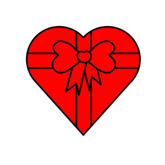 Heart gift box with bow ribbon
