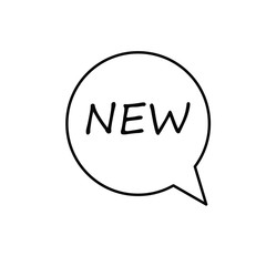 New collection message outline icon. linear style sign for mobile concept and web design. Promotion speech bubble simple line vector icon