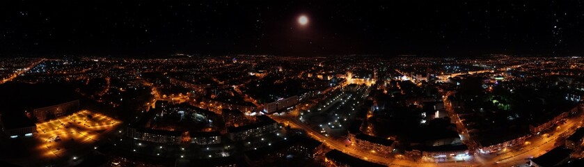 Panorama at night, the city of Rivne, Ukraine