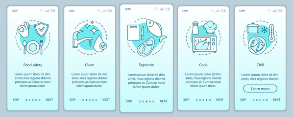 Food safety onboarding mobile app page screen vector template