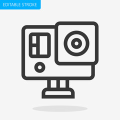 Action Camera Icon Editable Stroke. Pixel Perfect Vector