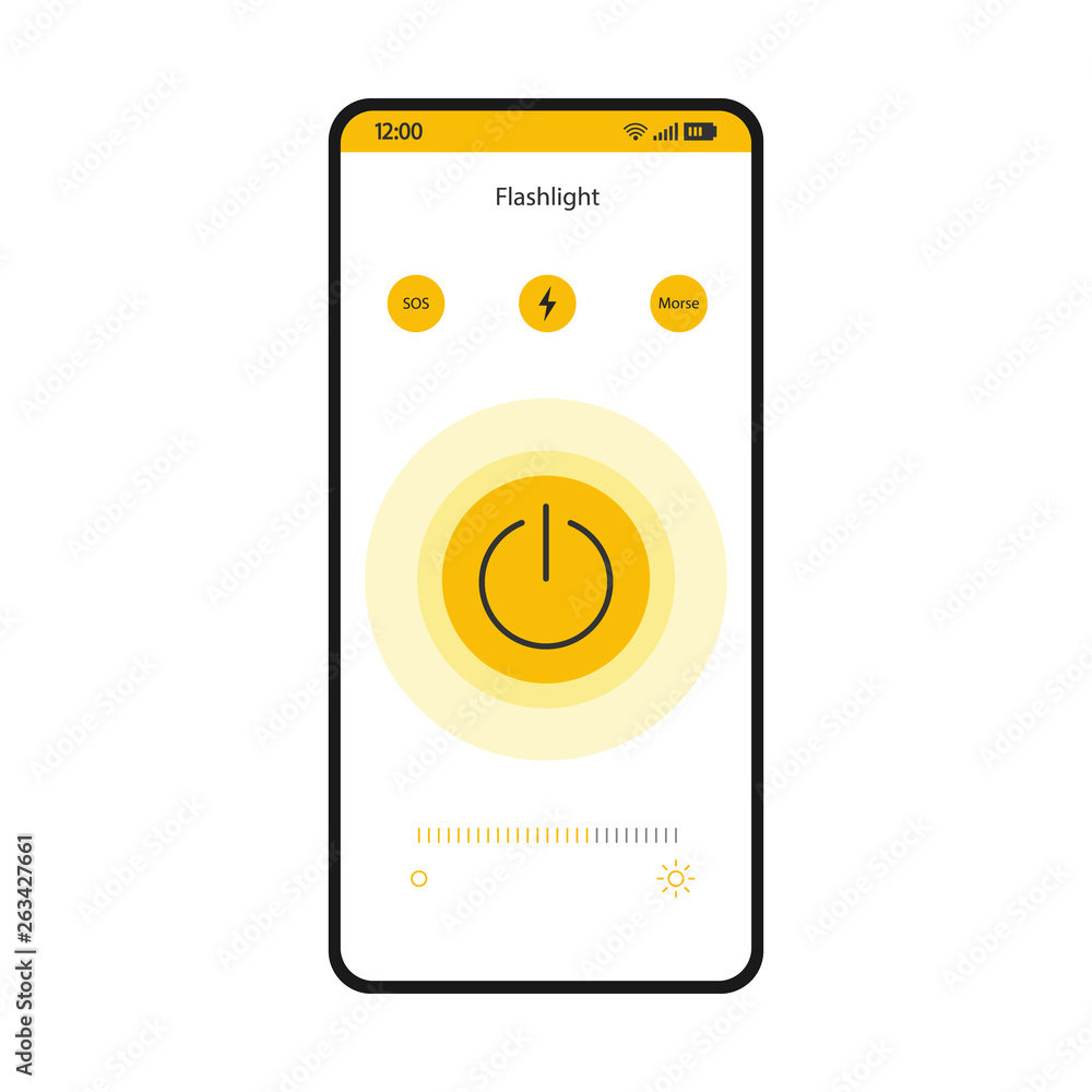 Poster flashlight app smartphone interface vector template