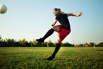 Female soccer player outdoors