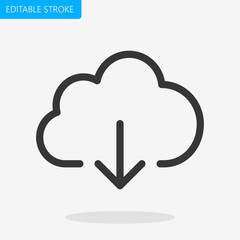 Cloud Download Icon Editable Stroke. Pixel Perfect Vector