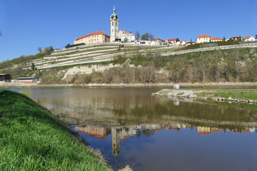 Confluence (soutok) of Vltava River and Labe River under Melnik Castle, Czech Republic