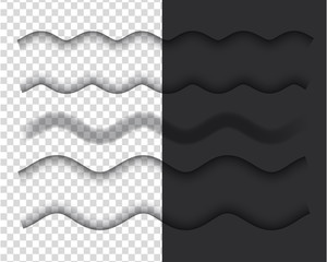 Vector shadows isolated. Set of wavy shadow effects. Design elements
