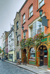 Naklejka premium Temple Bar street, Dublin, Irlandia