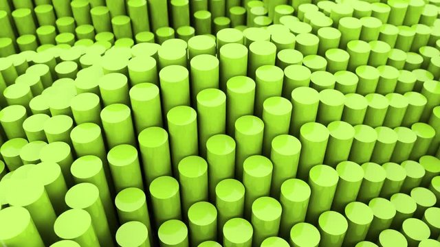 Abstract 3D cylinders waves background animation. Creative shapes objects 4k looping footage. Set of 7 different colors.
