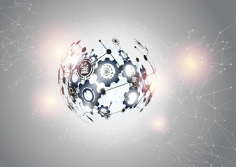 World map point and line composition concept