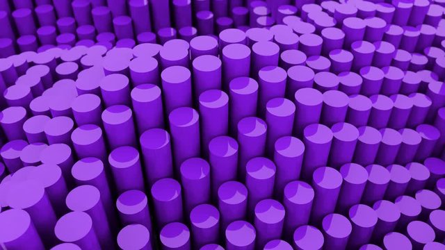 Abstract 3D cylinders waves background animation. Creative shapes objects 4k looping footage. Set of 7 different colors.