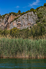Fototapeta na wymiar Ancient antique tombs of Lycian kings in the Taurus mountains 