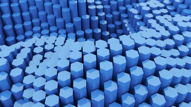 Abstract 3D hexagon waves background animation. Creative shapes objects 4k looping footage. Set of 7 different colors.