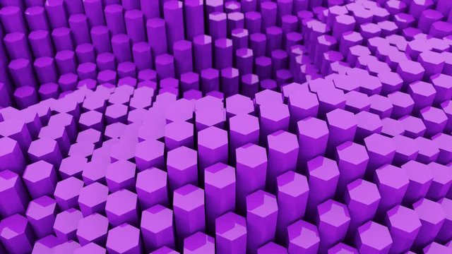 Abstract 3D hexagon waves background animation. Creative shapes objects 4k looping footage. Set of 7 different colors.