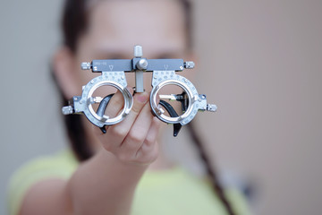 Ophthalmologist test glasses frame.