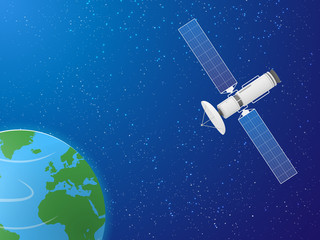 Obraz na płótnie Canvas Earth and Satellite illustration Icon