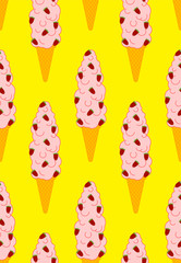 Large big ice cream pattern seamless. Vector cartoon background