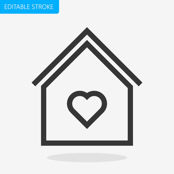 House Love Icon Editable Stroke  Pixel Perfect Vector