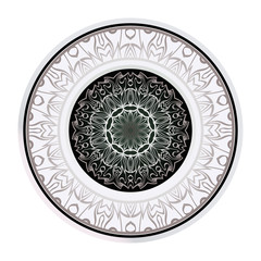 Vector Pattern With Abstract Floral Round Ornament. Oriental Pattern. Indian, Moroccan, Mystic, Ottoman Motifs. Anti-Stress Therapy Pattern.