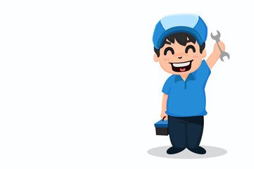 Repairman and tool Happy to serve you happily.