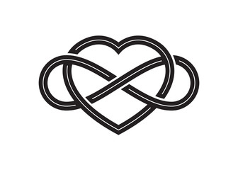 Vector tattoo symbol of never ending love. Isolated on white background.