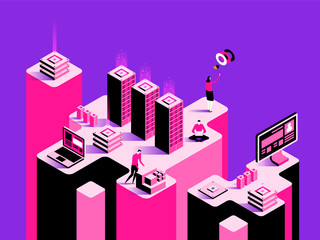 Technology business. Abstract technology concept. Vector isometric illustration