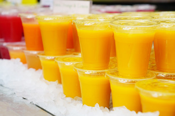 Mixed Ice cold juice in the glass, drink or beverage healthy