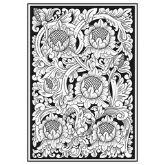 carved openwork pattern. indonesia motif. flower illustration. Pattern suitable for laser cutting, plotter cutting or printing