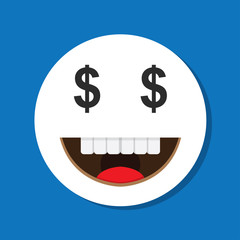 happy emoticon with dollar eyes