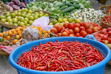 vegetables at the market in laos