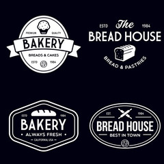 Bakery logotypes set. Bakery vintage design elements, logos, badges, labels, icons and objects. Bread house.