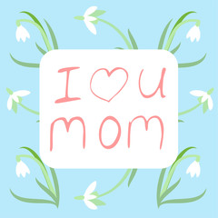 greeting card with leaves, flowers for mother s day design template.
