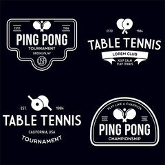 Printvector set of ping pong logos, emblems and design elements. table tennis logotype templates and badges.