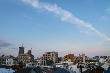 東京　品川区の都市風景と夕方の空３