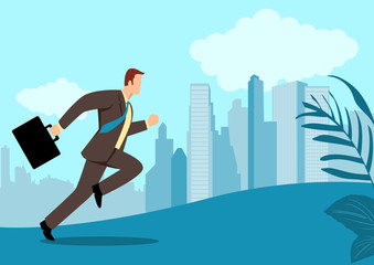 Businessman running with briefcase