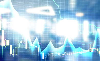 Stock market quotes graph. Double exposure business and stock market or forex graph suitable for financial traders investment concept