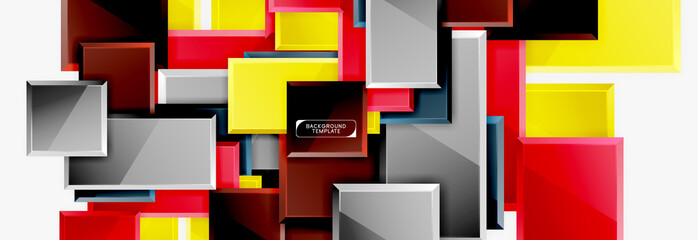 Geometrical design squares abstract banner, glossy shiny effects