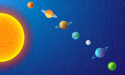 Set of Planets Universe Galaxy Illustration