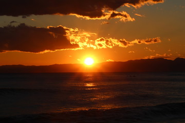 湘南の海の夕日