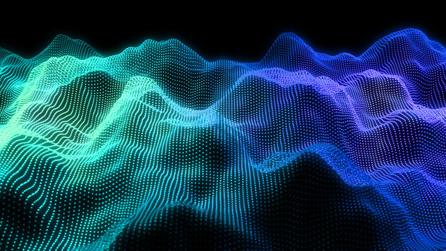 Music abstract background. Equalizer for music, showing sound waves with musical waves, background equalizer. 3d rendering. © samserius