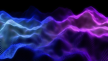 Music abstract background. Equalizer for music, showing sound waves with musical waves, background equalizer. 3d rendering.