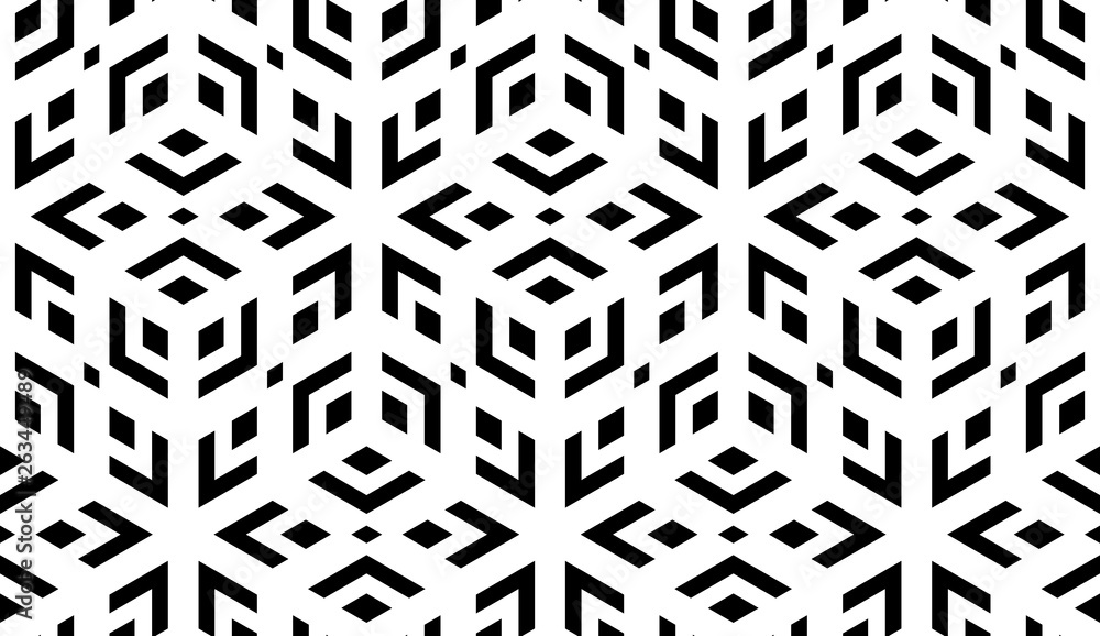 Wall mural abstract geometric pattern. a seamless vector background. white and black ornament. graphic modern p