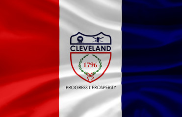 Cleveland waving flag illustration.