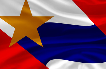 City Of Lafayette waving flag illustration.